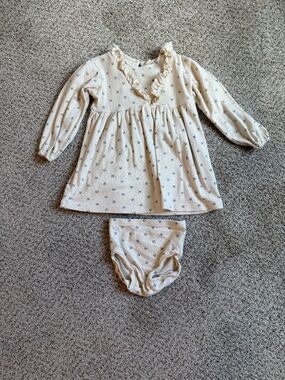 Quincy Mae Cream Long-Sleeve Ruffle Neck Dress with Bloom Print